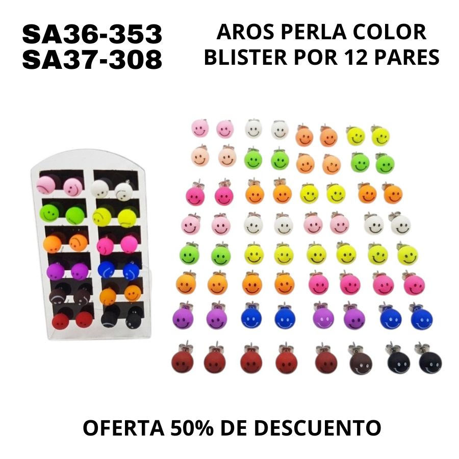 SA36-353-37-308 AROS BOLITAS EMOJI FLUO