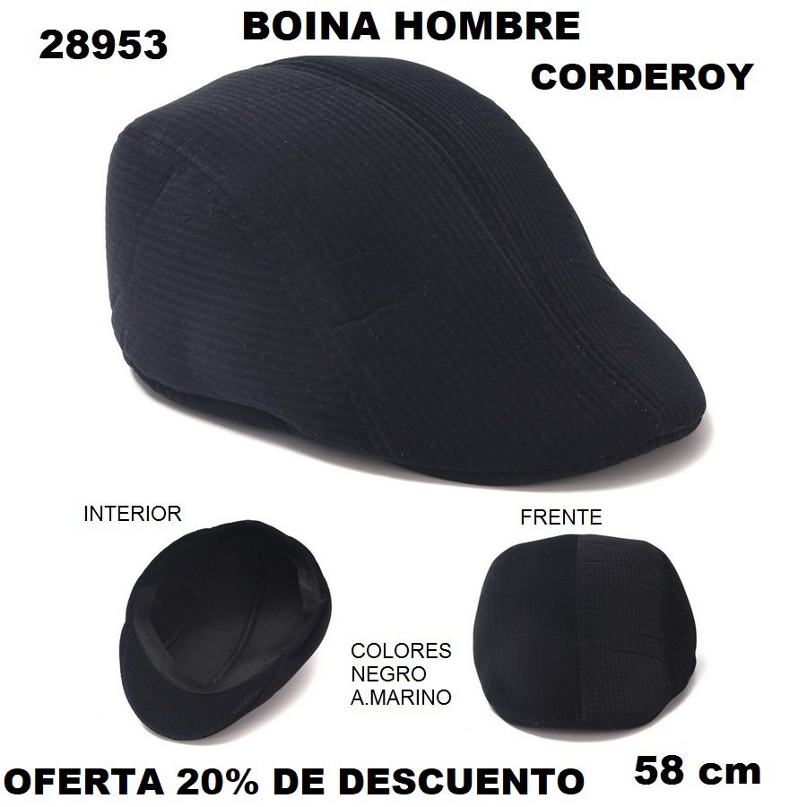 28953 Boina hombre corderoy 58cm