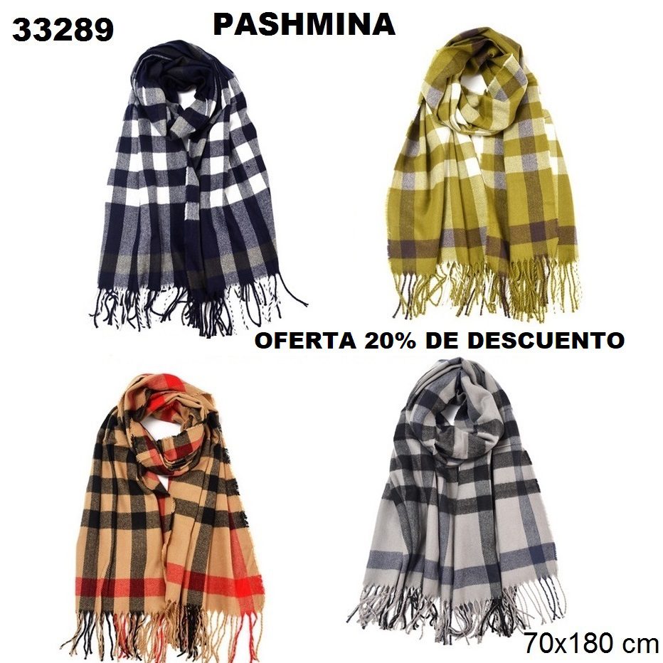 33289 Ruana cuadros 70x180 cm