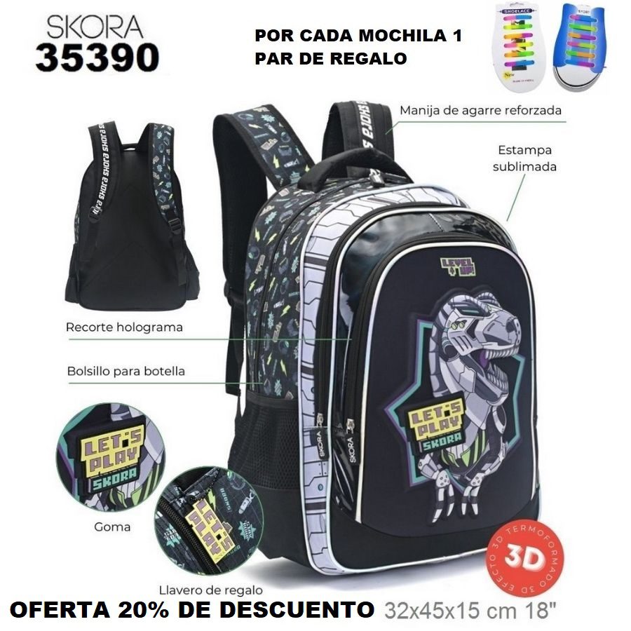 35390 Mochila Lest Play Dino trucs con llavero