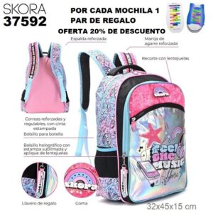 37592 Mochila Lettering feel the music con llavero