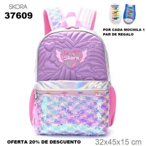 37609 Mochila Alma matelasse lila con llavero