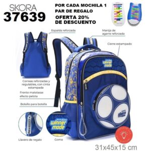 37639 Mochila Futbol blue con llavero