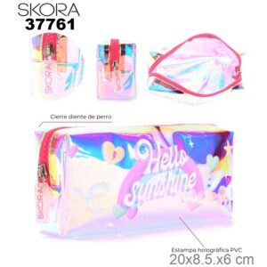 37761 Cartuchera rectangular 1 cierre Think Happy Lettering hello sunshine