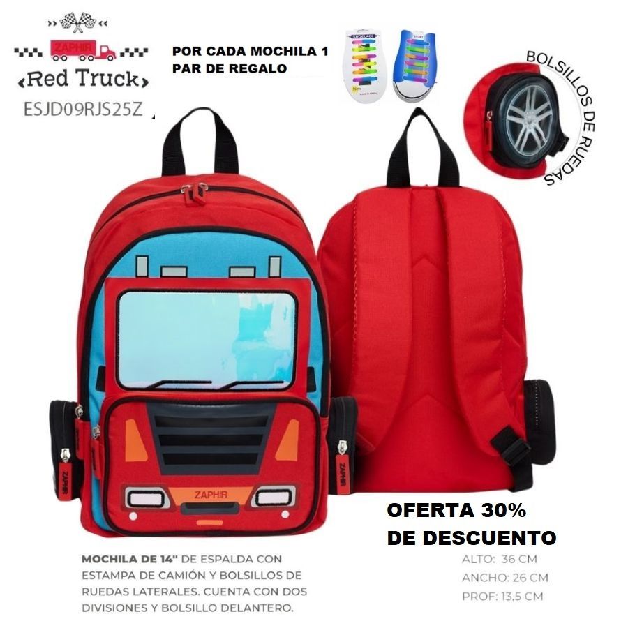 ESJD09RJS25Z MOCHILA DE ESPALDA DE 14 CAMION INFANTI