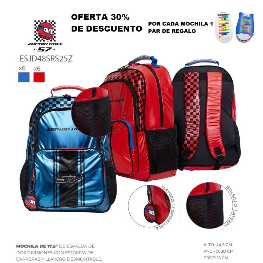ESJD48SRS25Z MOCHILA DE ESPALDA 17,5 CARRERA 6AZ 6ROJ