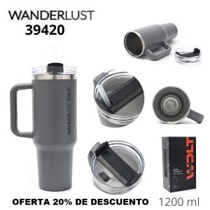 39420 Vaso termico Wanderlust con bombilla 1200ml GRIS