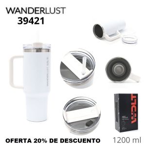 39421 Vaso termico Wanderlust con bombilla 1200ml BLANCO