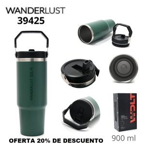 39425 Vaso termico Wanderlust con pico 900ml VERDE