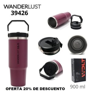 39426 Vaso termico Wanderlust con pico 900ml MORADO