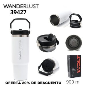 39427 Vaso termico Wanderlust con pico 900ml BLANCO