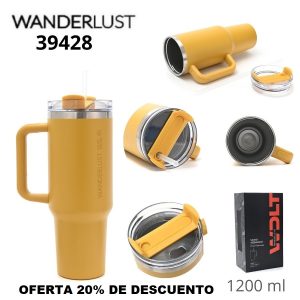 39428 Vaso termico Wanderlust con bombilla 1200ml NARANJA