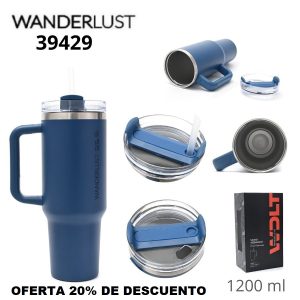 39429 Vaso termico Wanderlust con bombilla 1200ml AZUL