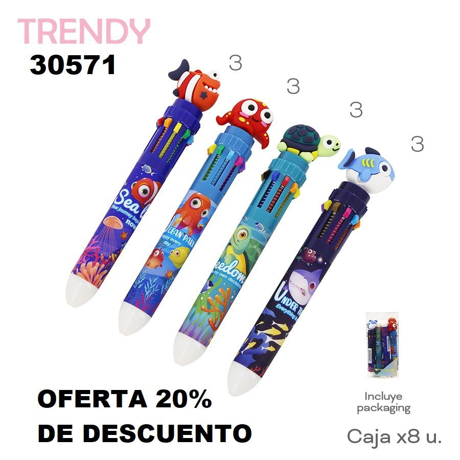 30571 Set Lapicera multicolor Trendy