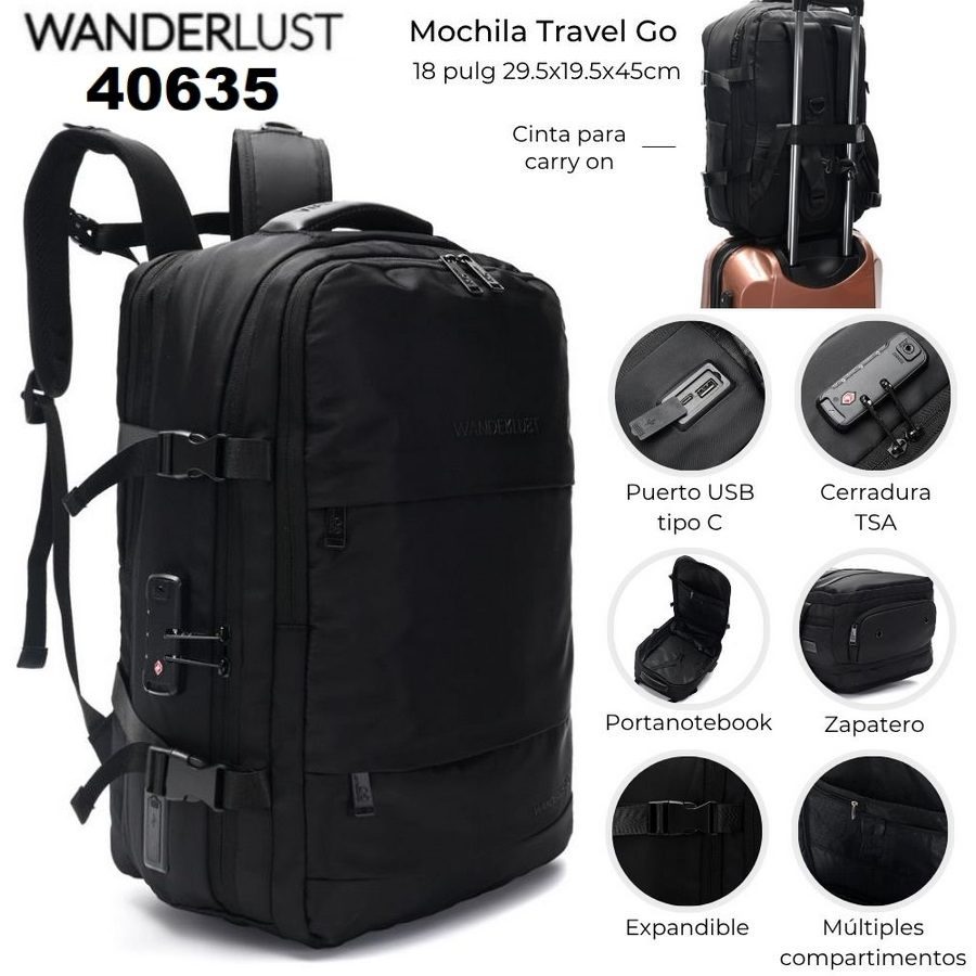 40635 Mochila Travel Go multiples compartimientos Expan.