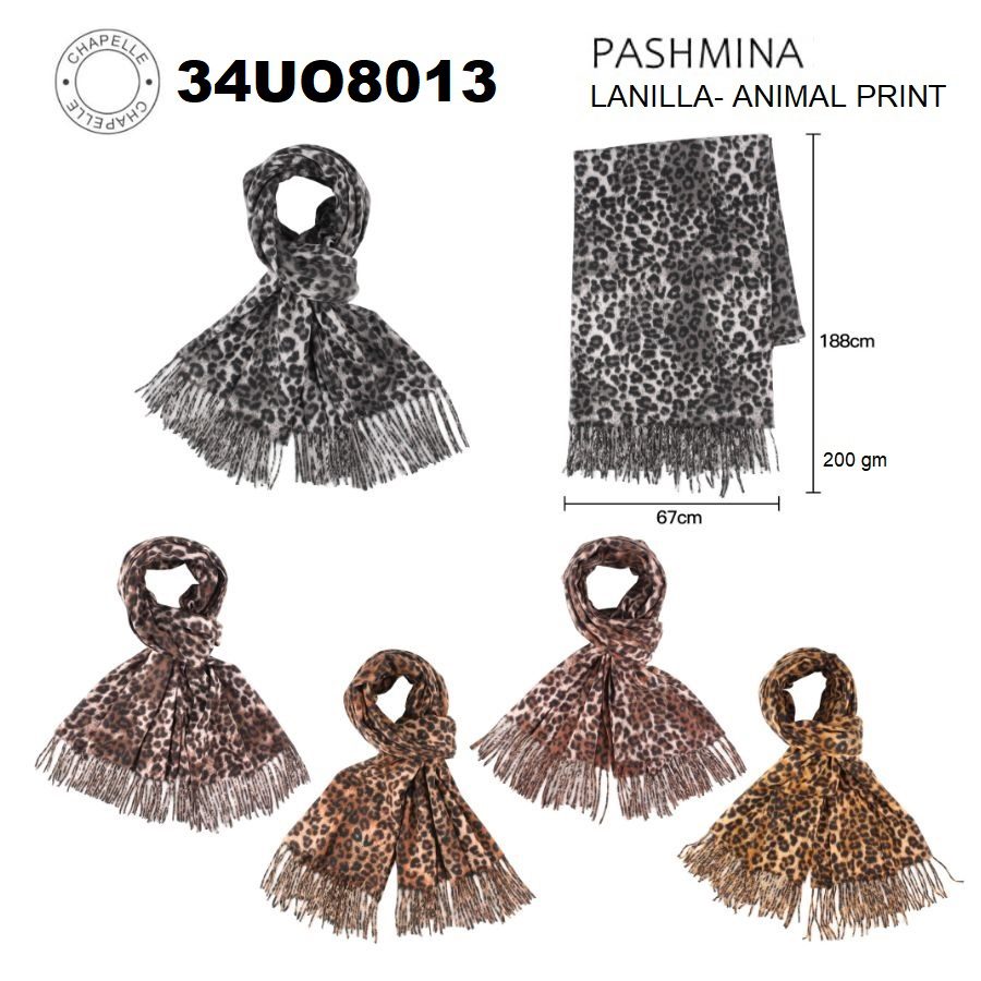 34UO8013 PASHMINA LANILLA ANIMAL PRINT 200 gm