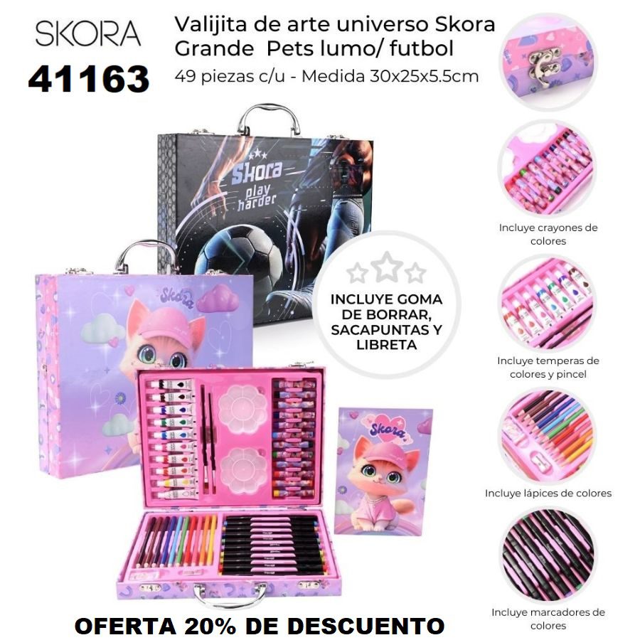 41163 Valija de arte Universo Skora grande 49 piezas