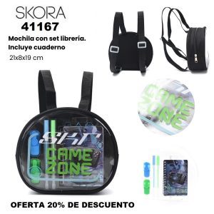 41167 Mochila con Set librería incluye cuaderno Gamer Negro