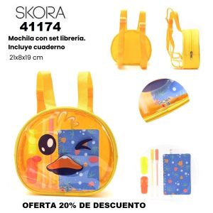 41174 Mochila con Set librería incluye cuaderno Kawaii Hiru