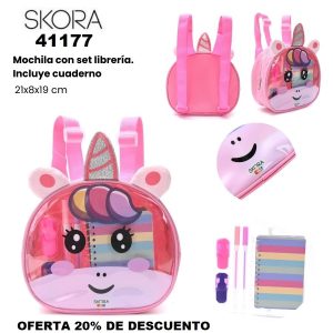 41177 Mochila con Set librería incluye cuaderno Kawaii mura