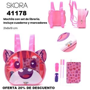 41178 Mochila con Set librería incluye cuaderno Kuwaii momo