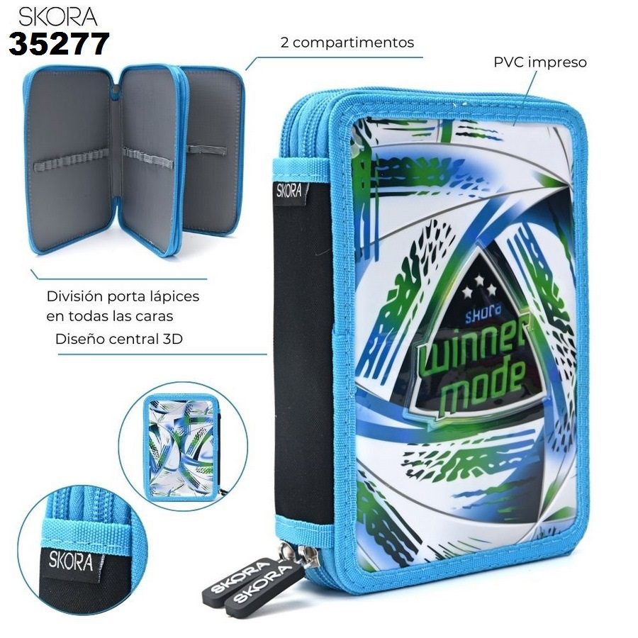 35277 Cartuchera canopla dos pisos Lets Play Sports match