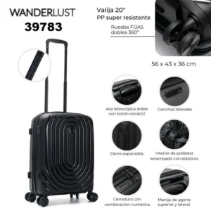 39783 Valija Wandelust Urban Hard PP negro 20"