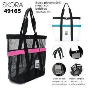 49165 Bolso playero SKR mesh con bolsillos
