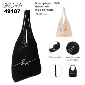 49187 Bolso playero SKR tejido con logo bordado
